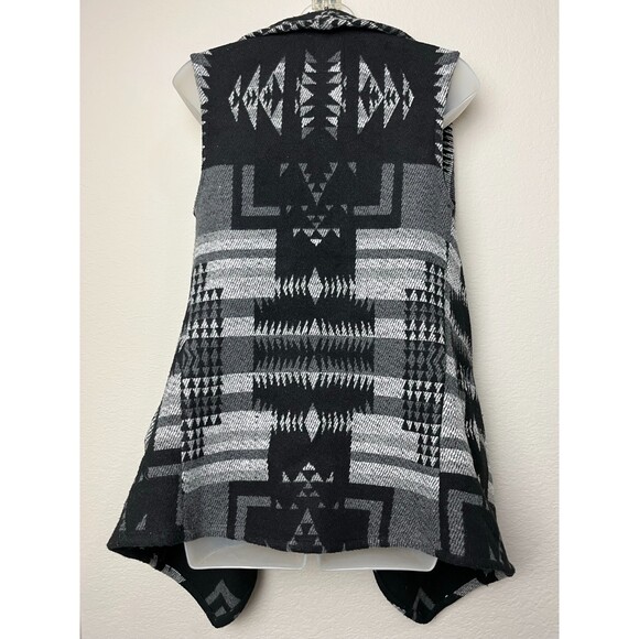 VTG Boho Wool Waterfall Cardigan Sweater Heavy Shrug Blk/Grey by ME JANE -Size S - Picture 4 of 7